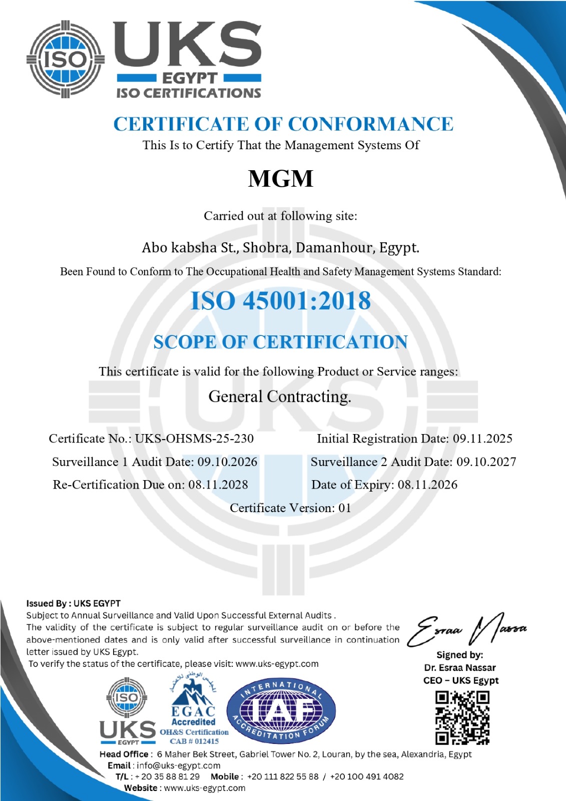 ISO 45001 Egypt